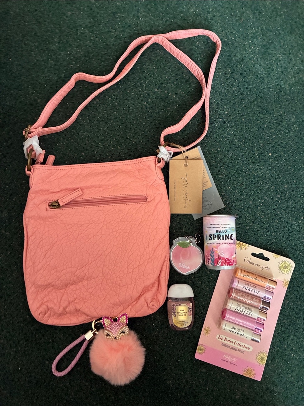 Ampere Creations Peach Pink Crossbody Bag 6 pc Bundle